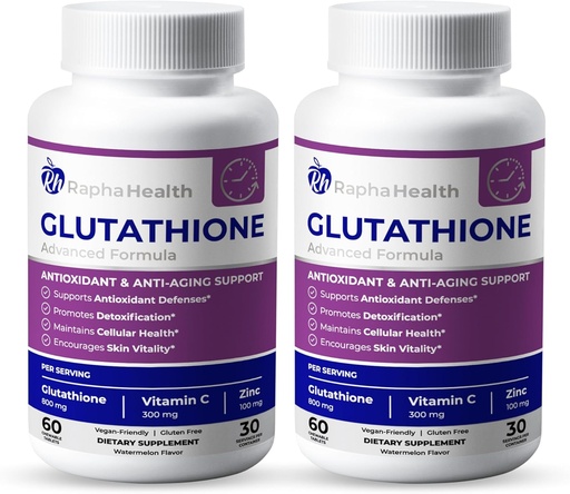 [BRSROBI7CEIB43YZ] Twin Pack Glutathione Enhanced with Vitamin C & Zinc | Advanced Antioxidant & Immune Support | Detox & Skin Health Formula | 120 Tablets - Two (2) Month Supply