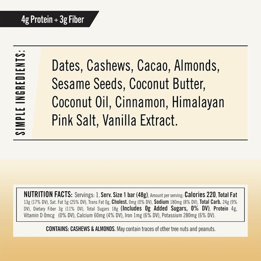 [BRSROZICO55ROAYV] Thunderbird Bars Energy Snack, Gluten-Free with Protein, Healthy Real Food, Vegan Paleo Non-GMO, No Added Sugar, Snickerdoodle Cashew Tahini Flavor (12 Count, 1.7 oz. Bars)