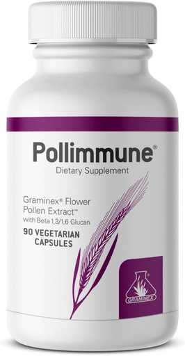 [BRSWYZI5BMBGAEYU] Graminex Pollimmune 500mg Beta 1,3/1,6 Glucan (Levadura de Baker) y Flower Pollen Extract Antioxidant Formula, Natural Immune System Support Suplemento & Energy Booster - 90 Vegetarian Capsules