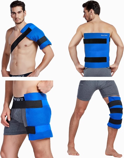 [BRSWKFI6B4DBYEDK] Koo-Care Large Flexible Gel Ice Pack & Wrap with Straps for Hot Cold Therapy - Pain Relief for Shoulder Rotator Cuff, Back, Hip, Knee Replacement Surgery, Shin Splint Injuries Reusable - 11" x 14"