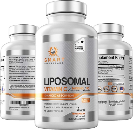 [BRSWYZYDOJ6REEYY] Liposomal Vitamin C 1400mg - 180 Vegan Capsules- China Free Ingreents, Fat Soluble High Absorpsi VIT C- Dupport Healthy Ammune System & Collagen Booster- Powerful Antioxidant Support Suplemen