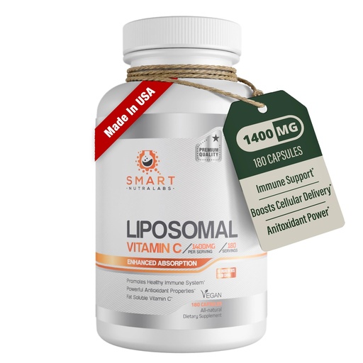 [BRSWYZYDOJ6REEYY] Liposomal Vitamin C 1400mg- 180 Vegan Capsules- China Free Ingredients, Fat Soluble High Absorption VIT C- Supports Healthy Immune System & Collagen Booster- Powerful Antioxidant Support Supplement