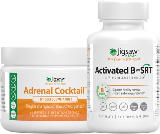 [BRSRAYI2B4HBY2DG] Jigsaw Health Bundle | Adrenal Cocktail, 60 Servings (Jar), and Activated B w/SRT, 120 Tablets