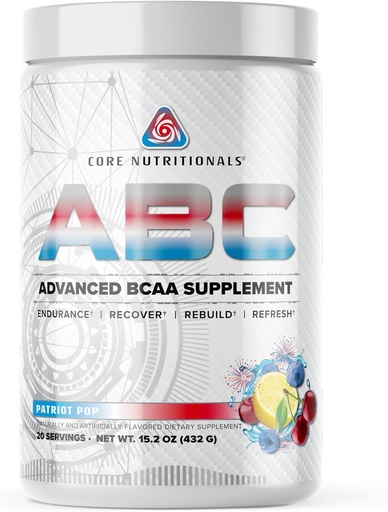 [BRSROAL5AF6BYDLD] Core Nutritionals ABC Advanced BCAA Papildinājums - Aminoskābju atgūšana Blend - ar Glutamīnu, Beta Alanine, Citrulline Malate - 20 Kalpo (Patriot Pop)