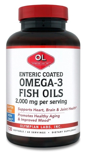 [BRSWIYQ4DENGCGDO] Olympian Labs Enteric Coated Omega 3 Fish Oils, 2000 mg per serving/ 60 servings, 120 Softgels