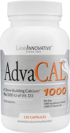 [BRSWIGQ2CAIWE234] Lane Innovative - AdvaCAL 1000, Advanced Calcium Supplement, Easy to Swallow Extra Small Capsule, Supports Increased Bone Density (50 Servings)