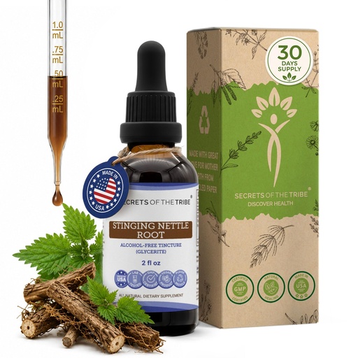 [BRSWKHYTOYEGA2D3] Secrets of the Tribe Stinging Nettle Root Liquid Extract for Prostate & Urinary Health | Herbal Supplement | Alcohol-Free | Urtica dioica Dried Root | Drops 2 fl oz