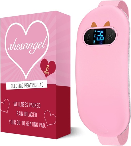 [BRSRMFIOA55GMADV] Portable Heating Pad for Period Cramps: Cordless Menstrual Heating Pad with 6 Heat Levels and 6 Massage Modes, 3s Fast Heating Gift for Women and Girl(Pink)