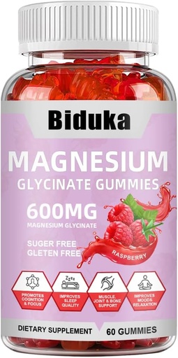 [BRSROGIFOV7RQETJ] 900 (600 + 300) mg Magnesium Glycinate Gummies, L-threonate, Calcium, Natrium, Vitamin K, D, B6, Vegan, 60 grejer