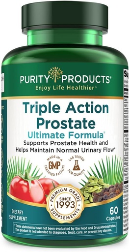 [BRSWIY36B54WGDLG] Triple Action Prostate Ultimate Formula - Suplemento masculino de próstata - Zinc, Saw Palmetto, Pygeum, extracto de aceite de semente de cabaza e Phytosterols - soporta fluxo urinario, bladder e saúde cardíaca - 60 cápsulas