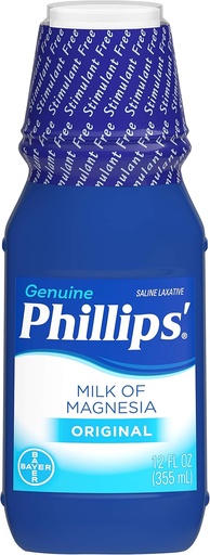[BRSWIYQOAUJWK23K] Phillips "Milk of Magnesia Liquid Laxative, 12 oz, Cramp Free & Gentle Overnight Relief of Alkalmi székrekedés, # 1 Milk of Magnesia Brand