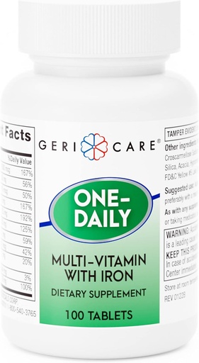 [BRSWIYLYBYBBCD3I] GeriCare One- Daily Multi- Vitamin vastablettával, 100 Count (1x csomag)