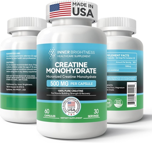 [BRSRAGDRBB7AAAY7] Creatine Monohydraat Capsules for Muscle Builder, Endurance & Strength, Workout Supplement 