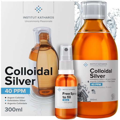 [BRSWKFANDEGA4E36] Colloidal Silver Liquid 10 fl oz & Spray to Fill ● Bioactive Hydrosol Silver Water ● Natural Immune Support Nano Sol Supplement Solution ● Ionic Minerals 40 PPM ● Organic Structured Plata Coloidal