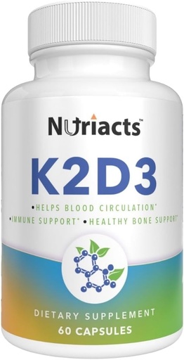 [BRSROFT3CMNBSDLF] Vitamin D3 K2 with Calcium & BioPerine 60 Capsules - Comprehensive Bone Health, Cardiovascular Support, Enhanced Absorption - Non-GMO, Sugar Free