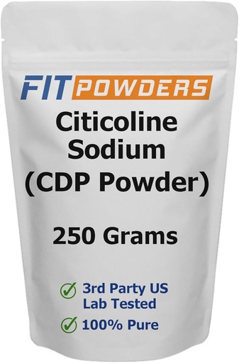 [BRSRAYIPBMHGA234] Citicoline Powder, CDP Choline Powder Pure with Scoop, Non-GMO, Cognitive Supplement for Memory and Learning (250 Grams)