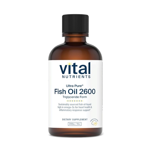 [BRSWIYQQBYMBGELY] Vital Nutrients - Ultra Pure Fish Oil 2600 (Pharmaceutical Grade) - Hi-Potency Deep Sea Liquid Fish Oil, Cardiovascular Support, Natural Lemon Flavor - 8 Fl Oz per Bottle