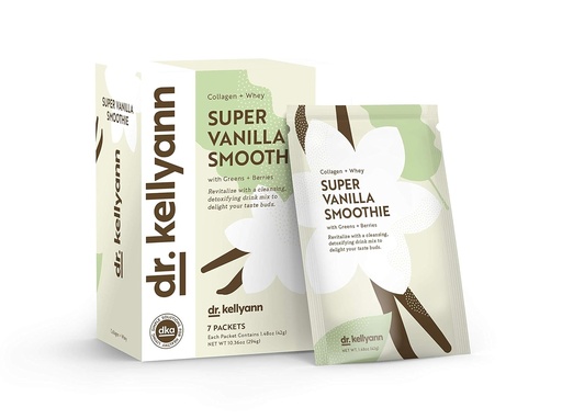[BRSWYCTYCMCAYE3L] Dr. Kellyann Super Vanilla Collagen Smoothie (7 Packets) – Protein Shake, Keto & Paleo-Friendly, Supports Skin & Gut, 1 Pack