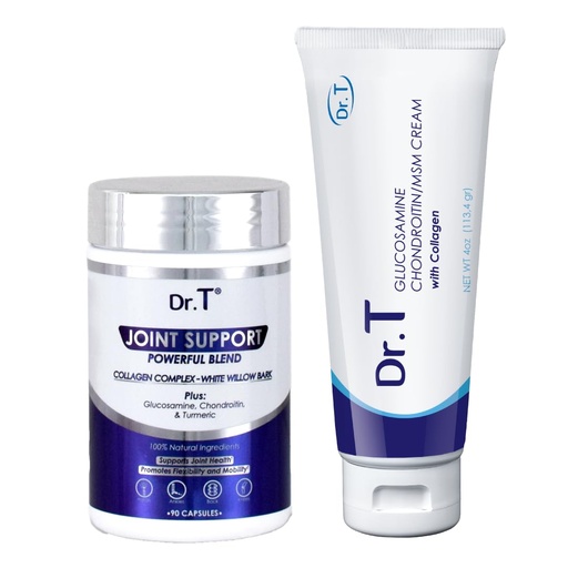 [BRSRAYD2AQCBU3I2] Dr. T Joint Health Bundle: Glucosamine/Chondroitin MSM Cream with Collagen + Joint Support Supplement | Athlete-Grade Joint & Muscle Relief | Non-GMO, Gluten-Free, Made in USA