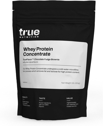 [BRSWKHQTBMEB423L] True Nutrition - Whey Protein Concentrate - 100% Whey Protein Powder - Fast Acting Low Carb Powder with Essential Amino Acids - High in Leucine - Chocolate Fudge Brownie - 1lb.