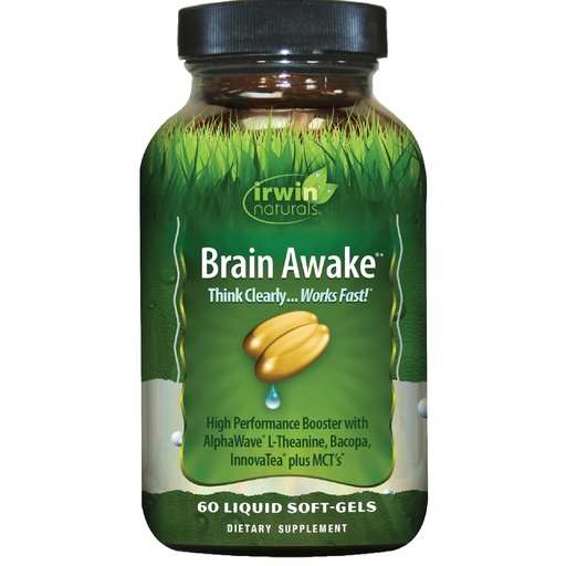 [BRSRMBQ5C4BRUDQY] Irwin Naturals Brain Awake – Enhanced Mental Performance, Focus, Clarity & Concentration – 60 Liquid Soft-Gels