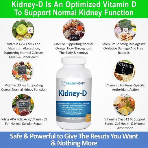 [BRSRMZIDOUPBOEY2] Kidney Restore & Kidney-D 2-Pack 캡슐 Kidney Support with Optimized Vitamin D Antioxidants, Kidney Probiotics, Kidney Cleansing 나트륨