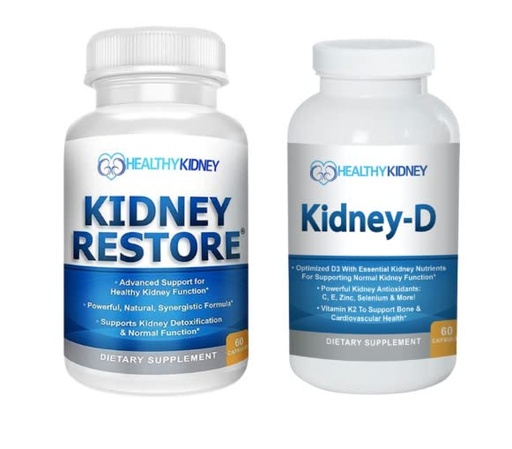[BRSRMZIDOUPBOEY2] Kidney Restore & Kidney-D 2-Pack Capsules for Kidney Support with Optimized Vitamin D Antioxidants, Kidney Probiotics, Sodium Bicarbonate for Kidney Cleansing