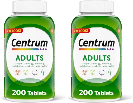 [BRSRAY35CQHAAYD3] Centylum Multivitamin/Multiplemineal Supplements with Antooxidants, Zync, วิตามิน D3 และวิตามิน B, Gluten free, Not-GMO Ingradidients - 200 เคานต์ (Pack of 2).