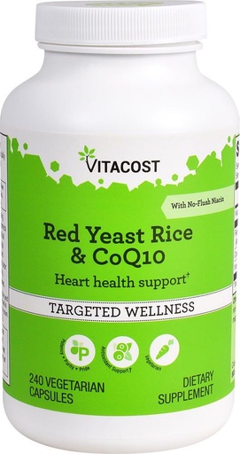 [BRSWIZQGBEMQKALU] Vitacost Red Yeast Rice & CoQ10 with No-Flush Niacin -- 240 Vegetarian Capsules