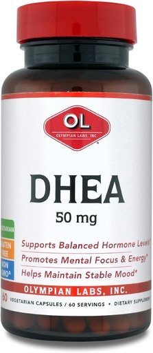 [BRSWIYQ4DEPQE3TK] Olympian Labs DHEA Vegetariske Kapsler, 50 Mg - 60 Servering, Support Focus, Energi & Food
