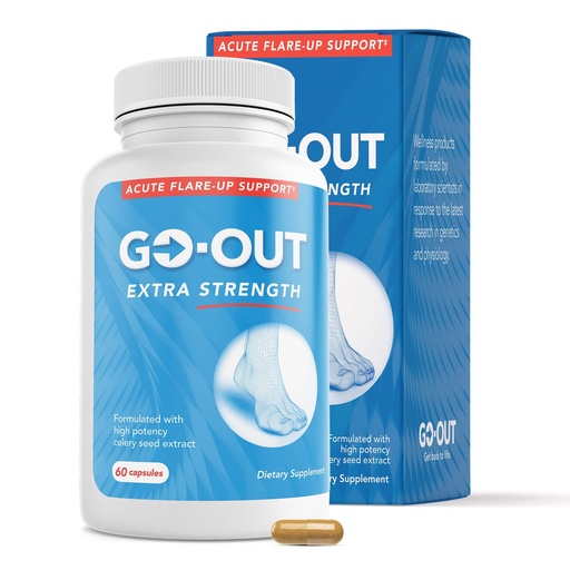 [BRSWGZQHAAFREDLP] Mt. Angel Vitamins Go Out - Extra Strength Support - Uric Acid Balance with Tart Cherry, Celery Seed, Turmeric - Non-GMO, Gluten-Free - 60 Caps