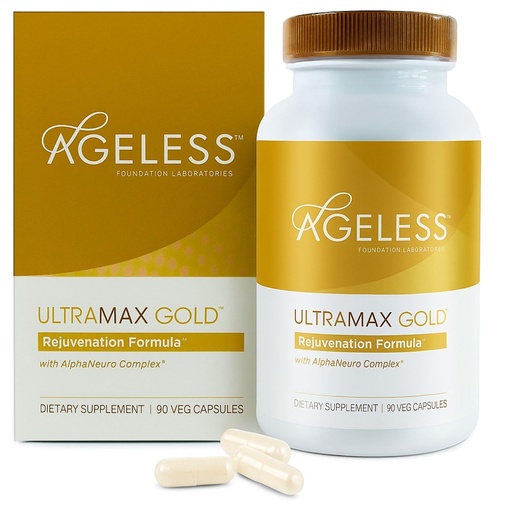 [BRSWIY3YAUIBM3DE] AGELESS™: UltraMAX Gold™ Capsules, HGH Anti-Aging Supplement for Women, Slows Cellular Aging, Supports Immune Health, Smoother Skin Tone and Restorative Sleep, Weight Management, 90 Capsules