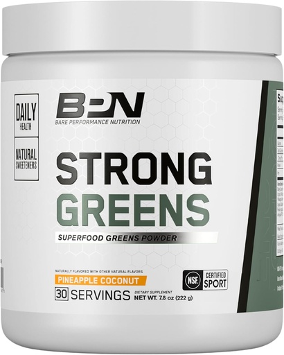 [BRSWYGI6BMHWYYDJ] BARE PERFORMANCE NUTRITION, BPN Strong Greens Superfood Powder, förbättrad matsmältning, ökad energi, immunsystemsupport, Pineapple Coconutut