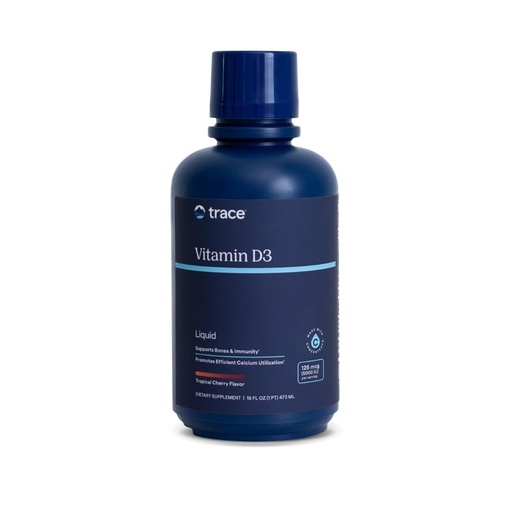 [BRSWIYAFAV4GKHA3] Trace Minerals | Liquid Vitamin D3 | 126mcg (5000 IU) D3 with 72+ Concentrace Ionic Trace Minerals | Fast Absorbing, High Potency | Natural Tropical Cherry Flavor | 32 Servings, 16 fl oz