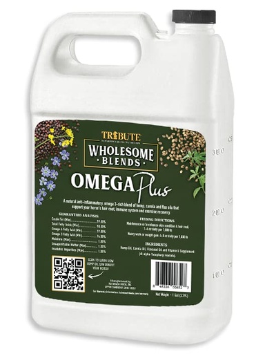 [BRSRMYYOOUCRUC3D] Wholesome Blends Omega Plus Oil Supplement for Horses, 1 Gallon