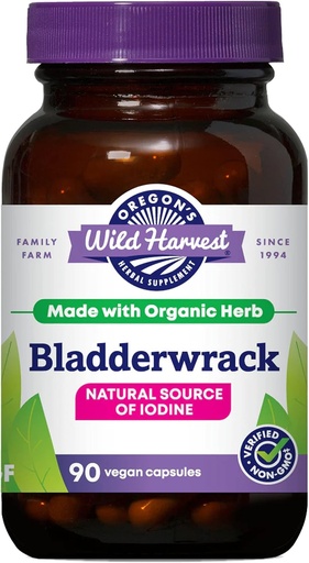 [BRSWIYTYOUIROFA3] Oregon's Wild Harvest Bladderwrack Biologische Niet-GMO pullulan (Plant bron) Vegan Capsules, 90 Tel.