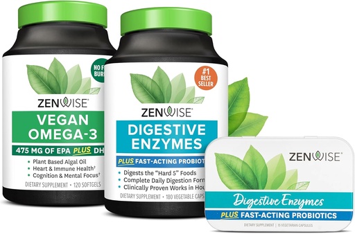 [BRSRMHT4A57AIGY6] Zenwise Health Digestive Enzymes Vegan Omega and Free Travel Tin