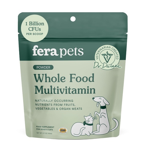 [BRSRAZAROEMQYCLV] Fera Pets Whole Food Multivitamin Cat & Dog Food Topper with Probiotics, Antioxidants, & Essential Dog Vitamins & Minerals - Nutrients from Fruits, Vegetables, & Organ Meats - 3.7 oz