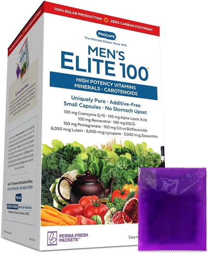 [BRSWGBQEDEPQEEL5] Andrew Lessman Multivitamin-Men's Elite-100 60 Packets - Potent Nutrients Plus 100 mg 每种共聚物Q10,Alpha Lipoic Acid,Resveratrol,EGCG,石榴,Citrus Bioflavoids. 无附加