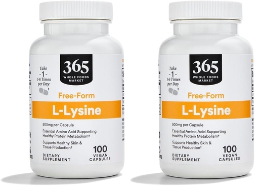 [BRSRAYYOBEIRGHI6] 365 By Whole Foods Market, L Lysine 500 Mg Vegetable Capsules, 100 Count (Pack of 2)