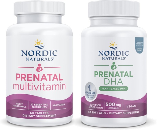 [BRSROHDYB4CAIHYY] Nordic Naturals Vegan Mom un Baby Starta iepakojums - Vegan Prenatal DHA un Prenatal Multivitamīnu tabletes