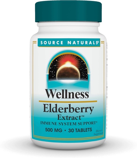 [BRSWIYT3OMAG2EQ3] Source Naturals Wellness Elderberry Extract, 500 mg for Immune System Support* - 30 Tablets