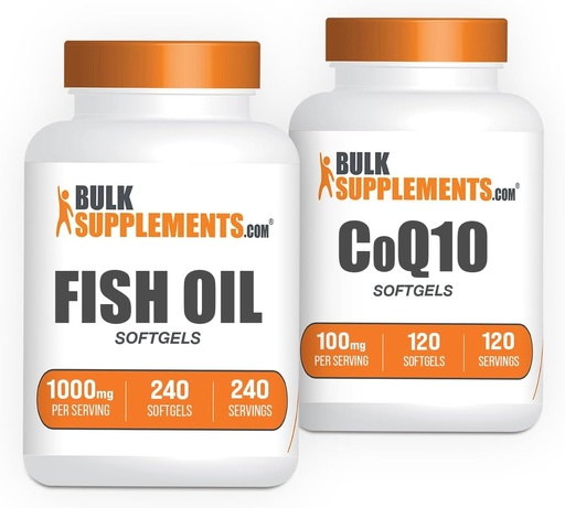 [BRSRA2T4CV6GCETX] BulkSupplements Fish Oil 1000mg Softgels + CoQ10 100mg Softgels Bundle
