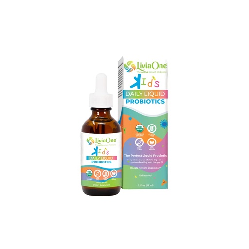 [BRSWY2T5A4MWOCIZ] LiviaOne Daily Liquid Probiotics for Kids, Probiotic Supplement for Digestive Health and Immune Support, USDA-Certified Organic, Vegan, and Allergen-Free, Non-GMO Probiotics, 2 Fl Oz (Pack of 1)