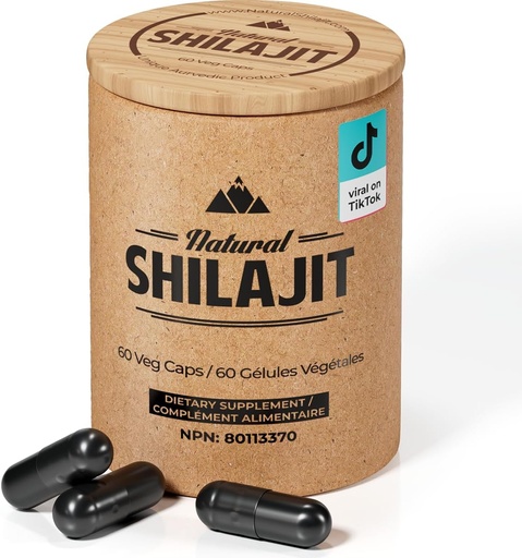 [BRSWYCQLAEAQE3I7] NATURAL SHILAJIT Capsules (2个月供应) - 60个计数 - 富尔维奇酸和跟踪矿物、植物能源养分、免疫支持和生命力的男女施拉吉特