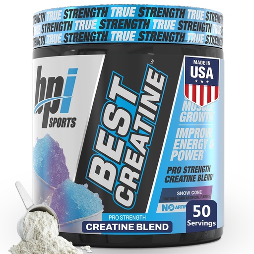 [BRSWIBAEOV6GAFDG] BPI Sports Best Creatine - Creatine Monohydrate Powder for Men & Women, Himalayan Salt - Strength, Pump, Endurance, Muscle Growth, Muscle Definition - No Bloat - Snow Cone - 50 servings - 10.58 Oz
