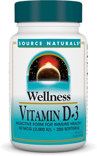 [BRSWIYI5CUDQO3LA] Vir Naturals Wellness Vitamin D-3 2000 iu Bioactive Form form for Immune Health* - 200 Softgels
