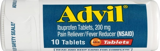 [BRSWKFYPC57BKHL4] Advil Pain Relief and Fever Reduser, Smerte lindring medisin med Ibuprofen 200 mg for hodepine, ryggsmerter, menstruell smerte og ledd smertelindring - 10 belagte tabletter