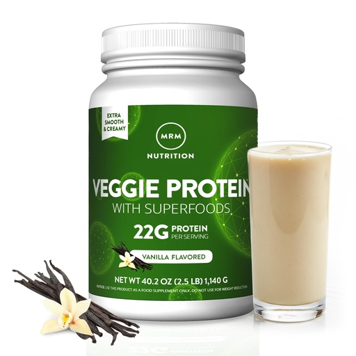 [BRSWIZ33BQDQYDT4] MRM Nutrition Veggie Protein with Superfoods - Vanilla Flavored Protein Powder for Women & Men, 22g of Vegan Protein, Amino Acids & Digestive Enzymes, Gluten & Dairy Free - 15 Servings