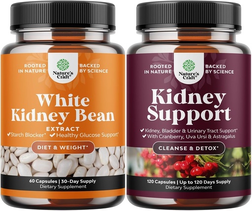 [BRSRAZALCUMBSAY2] Bundle of Natural White Kidney Bean Extract - Digestive Health Dietary Fiber and Workout Supplement for Men and Women and Kidney Support Cranberry Supplement for Bladder Health